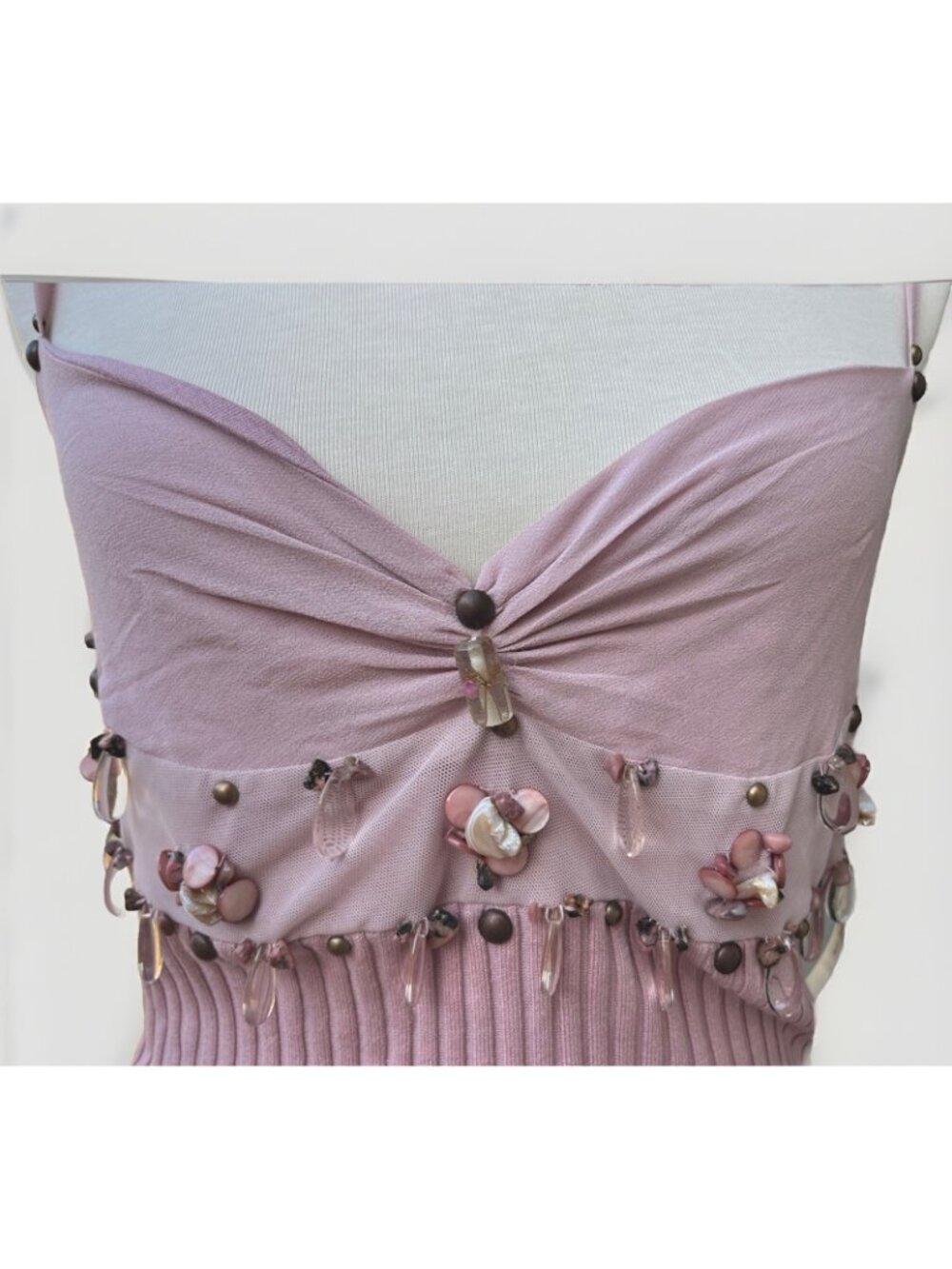M. Kenson Scarlet Petal Beaded Silk Camisole Top Pink Cutout Back XS-L NWT - Picture 10 of 11